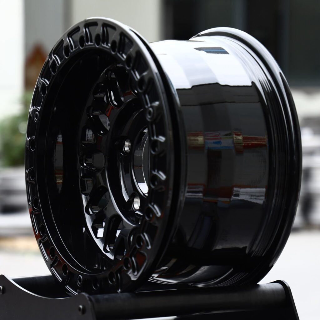 5x127 wheels – Gloss Black Mesh Bolt Ring, side view