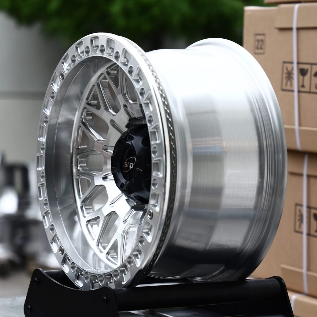 5x127 wheels – Machined Silver Y-Mesh Black Centre, side view
