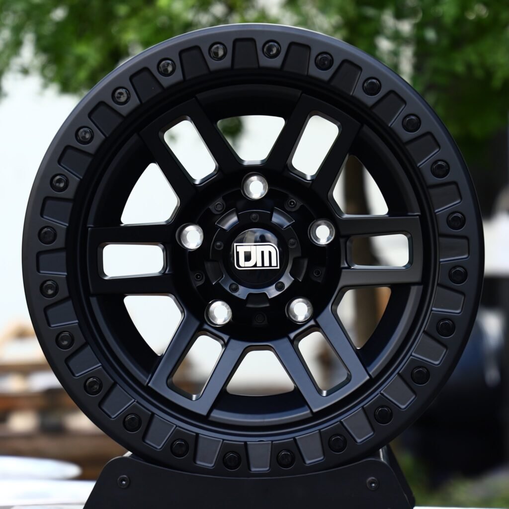 5x127 wheels – Matte Black Split-Spoke Bolt Ring, side view