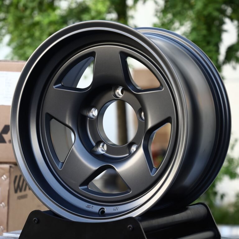 Jeep Wrangler wheels – Gunmetal 5-Spoke Machined Lip, front view