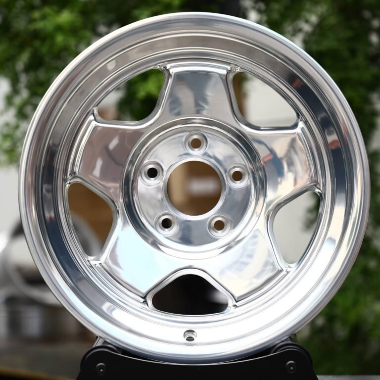 Jeep Wrangler wheels – Polished 5-Spoke Classic Dish, front view