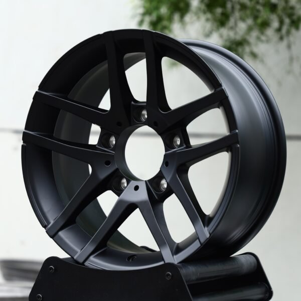 Jeep Wrangler wheels – Satin Black Twin 5-Spoke, front view