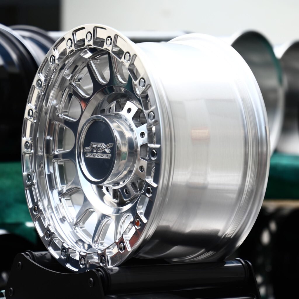 8x170 wheels – Polished 16-Spoke Bolted Ring Beadlock (JTX Forged-Style), side view