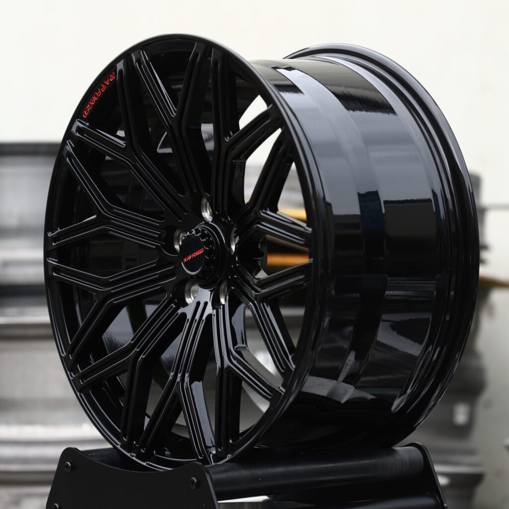 5x114.3 wheels – Gloss Black Y-Spoke Mesh, side view