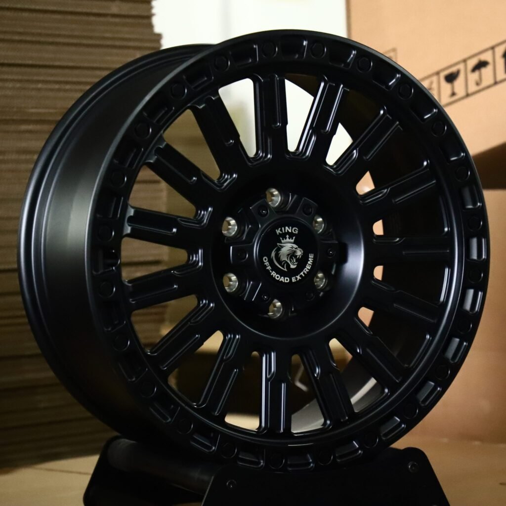 Ram 2500 wheels – Matte Black 20-Spoke Bolt Ring (King-Style), angled view