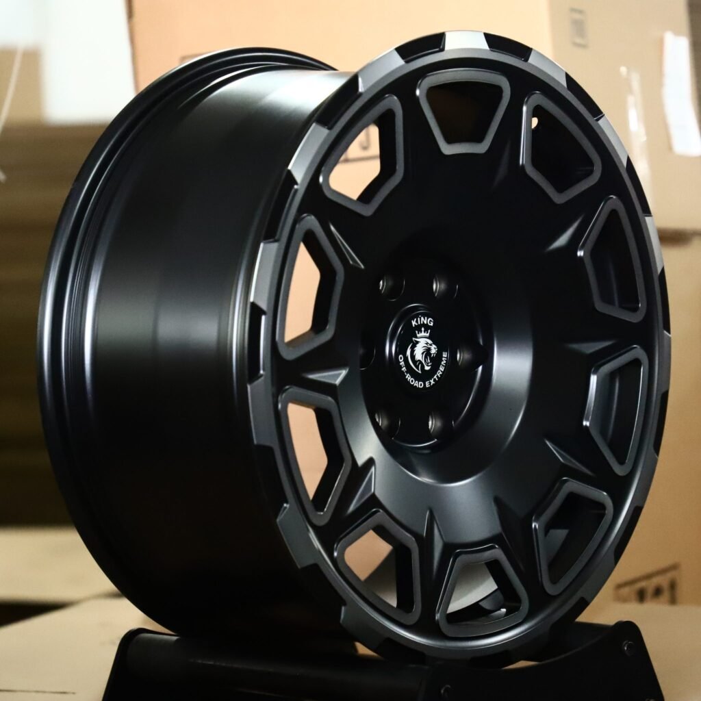 6x139.7 wheels – Matte Black Machined Window (King-Style), side view