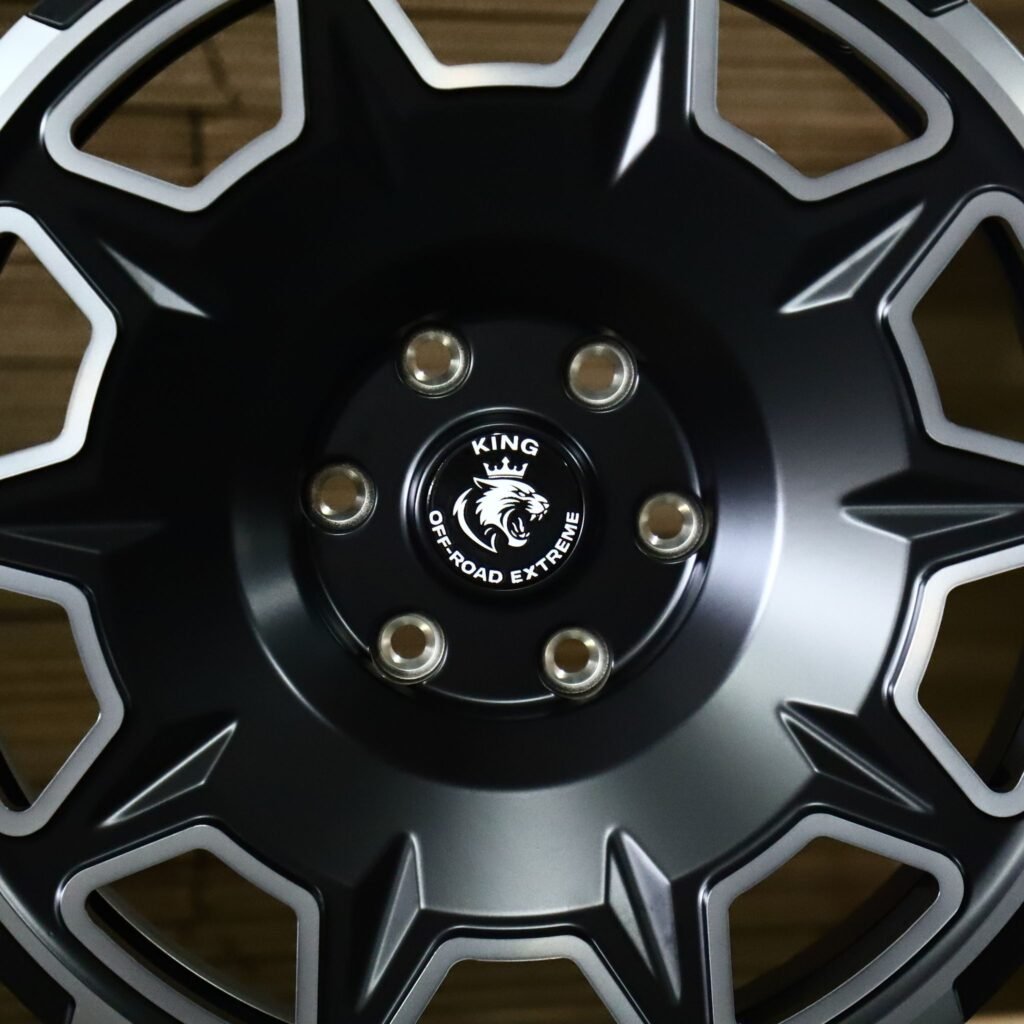 Toyota Tacoma wheels – Matte Black Machined Window (King-Style), lip and barrel detail
