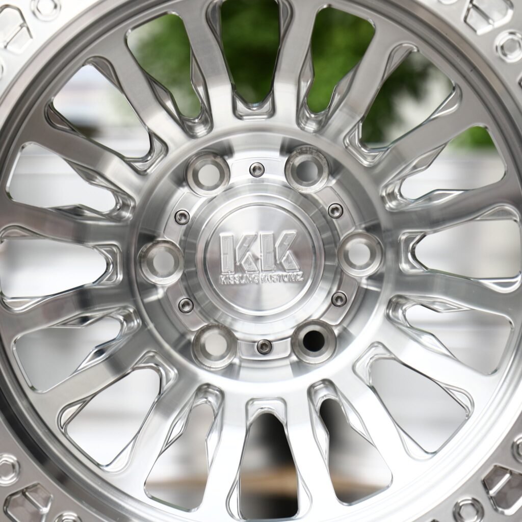 8x170 wheels – Polished 18-Spoke Bolted Ring Beadlock (KK-Style), side view