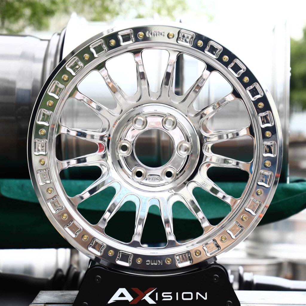Jeep Wrangler wheels – Chrome Multi-Spoke Beadlock (KMC-Style), front view