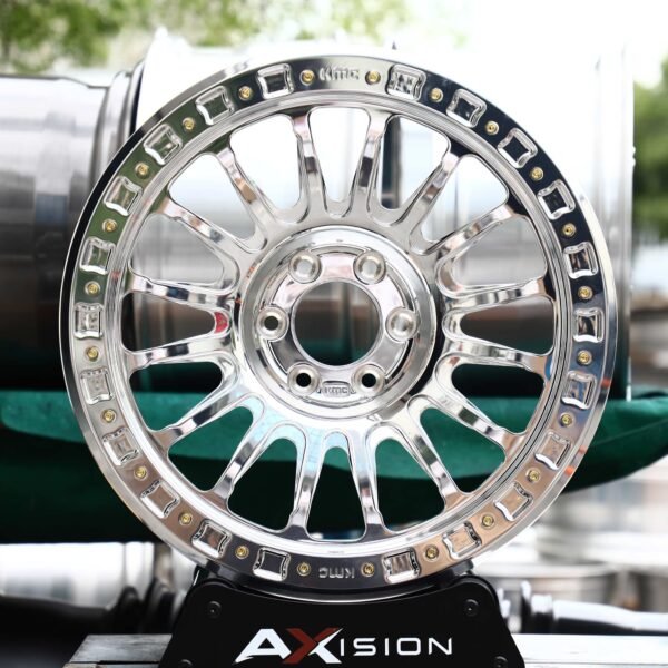 Jeep Wrangler wheels – Chrome Multi-Spoke Beadlock (KMC-Style), front view