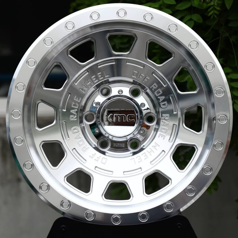 Ford F-150 wheels – Mirror Polished 15-Window Beadlock (KMC-Style), front view