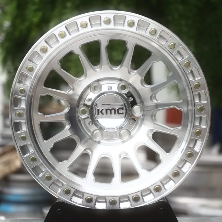 KMC-Style Mirror Polished 16-Spoke Beadlock Off-Road Forged Wheels – Ford Bronco / Tacoma, front view