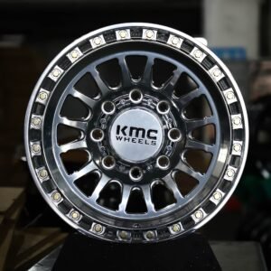 KMC-Style Polished 15-Spoke Bolted Ring Black Insert Beadlock Off-Road Forged Wheels – Ford F-250 Super Duty / Ram 2500 Fitment (8-Lug)