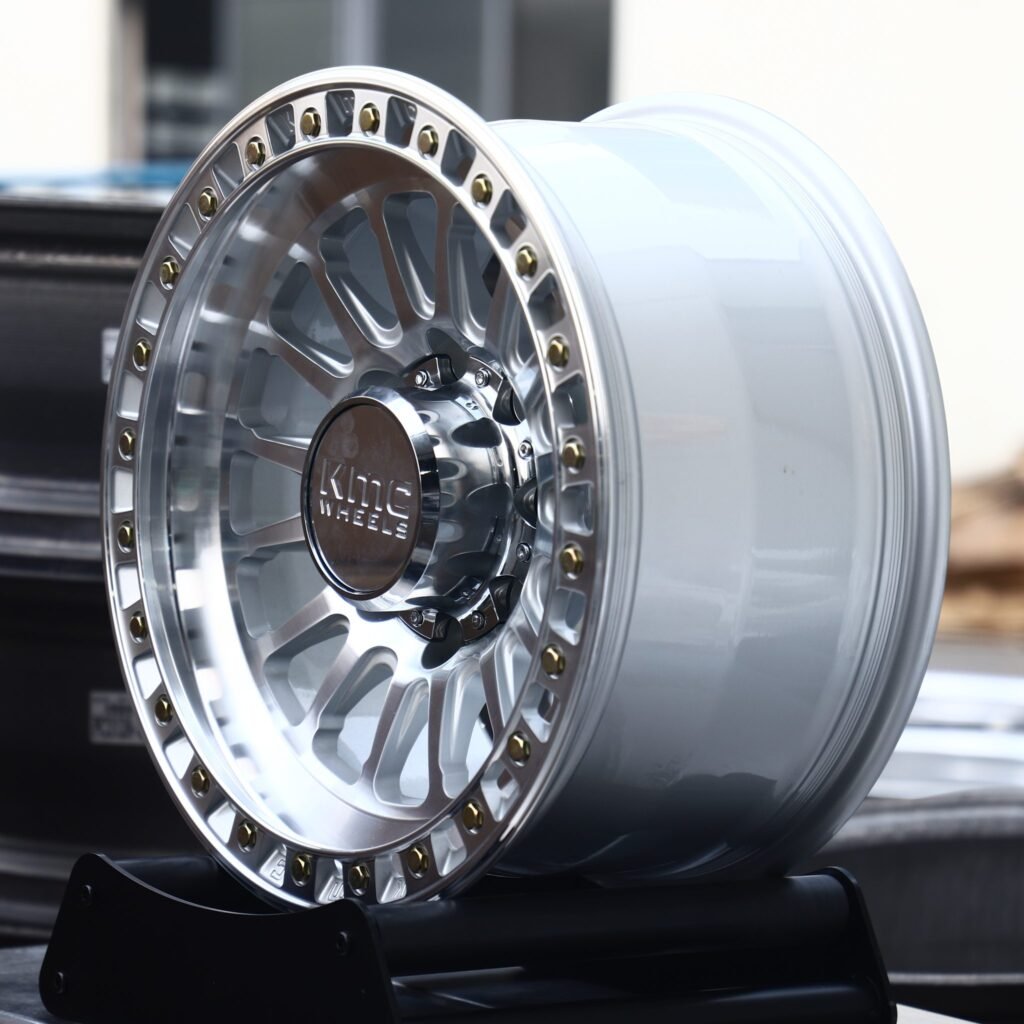 8x170 wheels – Polished Multi-Spoke Floating Bolt Lip (KMC-Style), side view