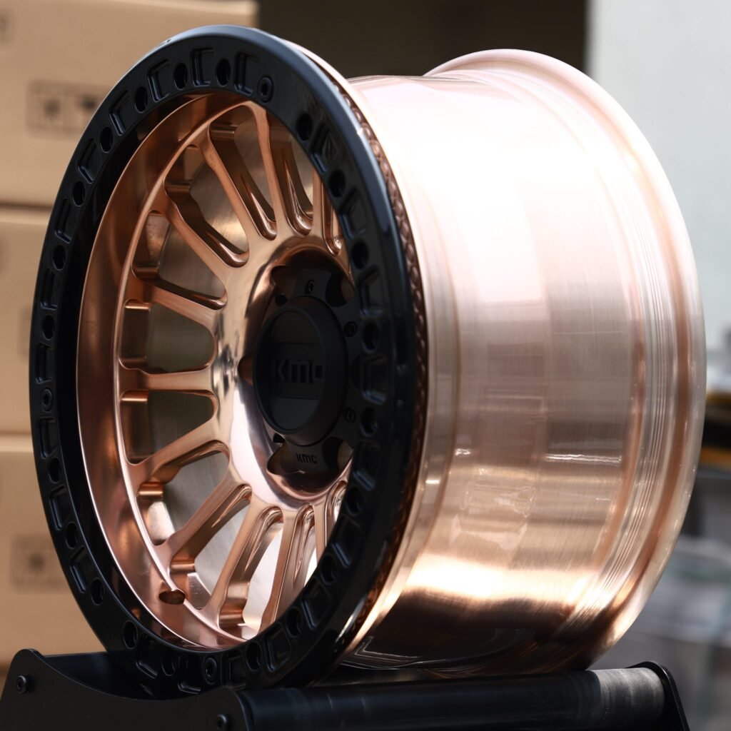 6x135 wheels – Transparent Copper Multi-Spoke Beadlock (KMC-Style), side view