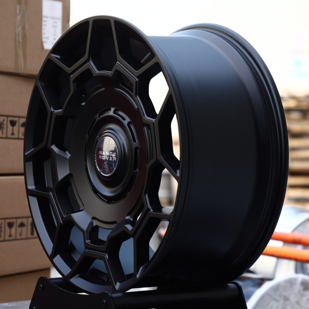 5x120 wheels – Satin Black Hex-Window Disc (Land Rover OEM-Style), side view