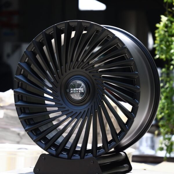 Land Rover Range Rover wheels – Satin Black Swirl Multi-Spoke Floating Cap (Land Rover OEM-Style), front view