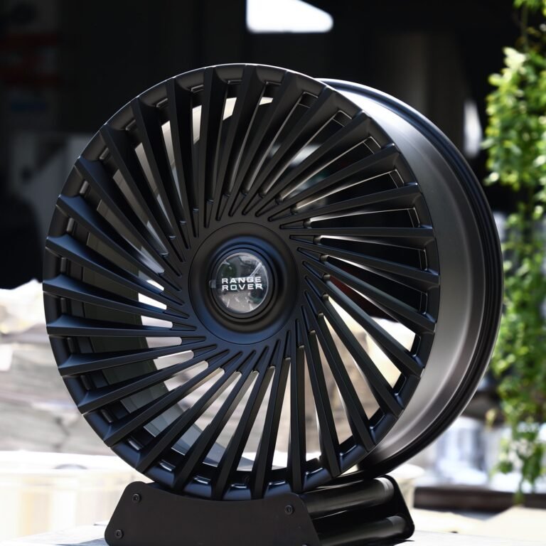 Land Rover Range Rover wheels – Satin Black Swirl Multi-Spoke Floating Cap (Land Rover OEM-Style), front view