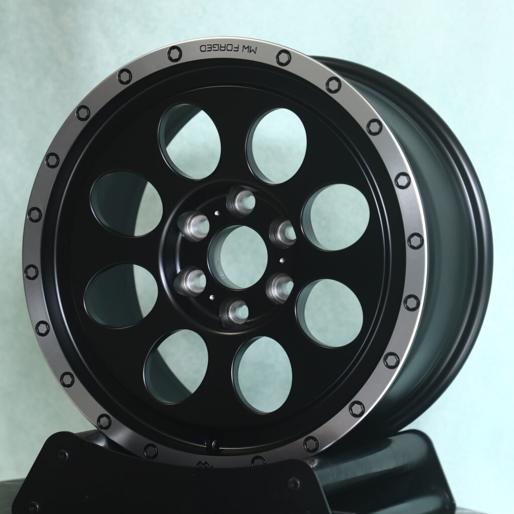 Lexus GX wheels – Matte Black Round-Window Bolted Ring, front view