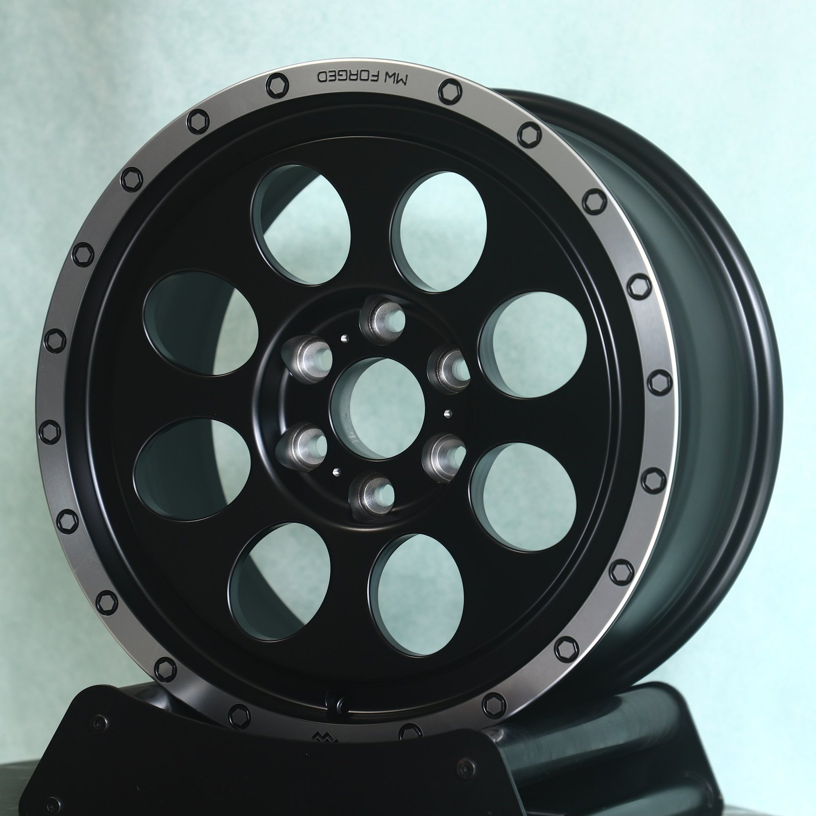 Lexus GX wheels – Matte Black Round-Window Bolted Ring, front view