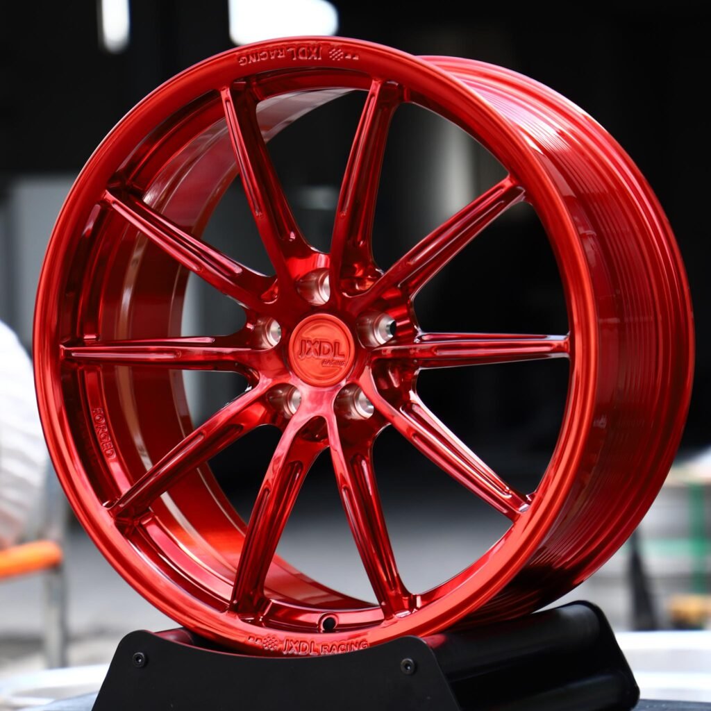 Audi A8 wheels – Candy Red 10-Spoke, angled view
