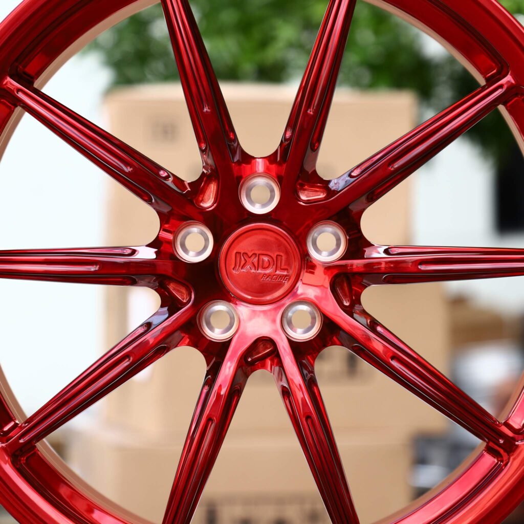 Audi A4 B9 wheels – Candy Red 10-Spoke, lip and barrel detail