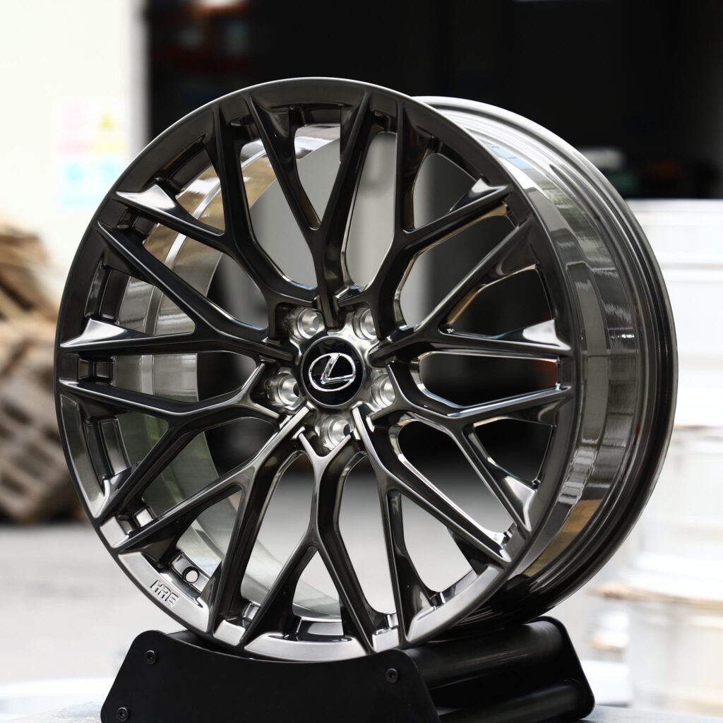 Lexus GS wheels – Black Chrome Y-Spoke Mesh (Lexus OEM-Style), angled view