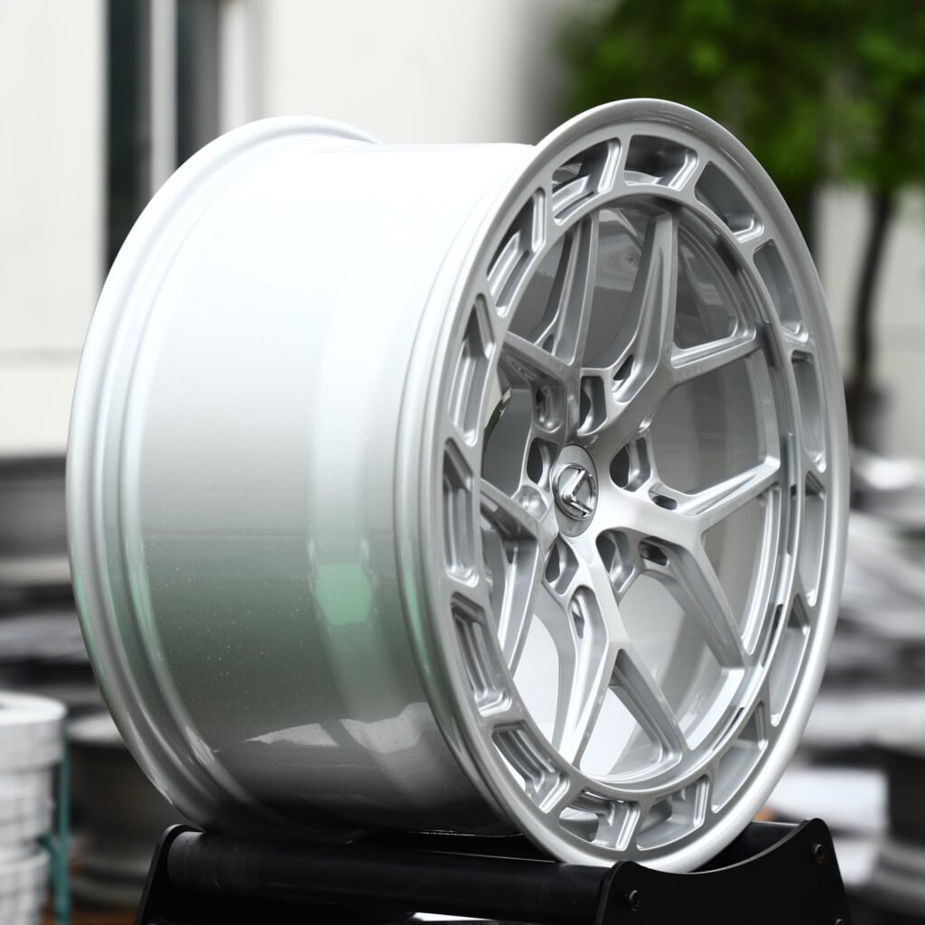 Lexus LX wheels – Bright Silver 5 Y-Spoke Windowed Ring (Lexus OEM-Style), angled view