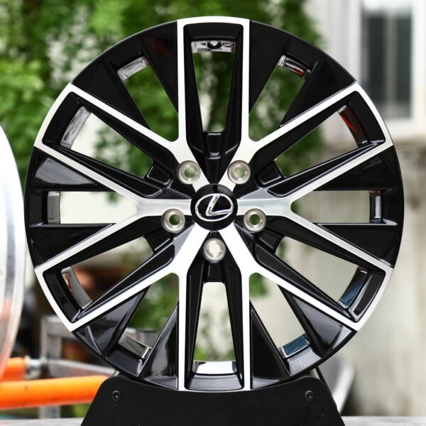 Lexus LC wheels – Gloss Black Machined Twin 5-Spoke Multi (Lexus OEM-Style), front view