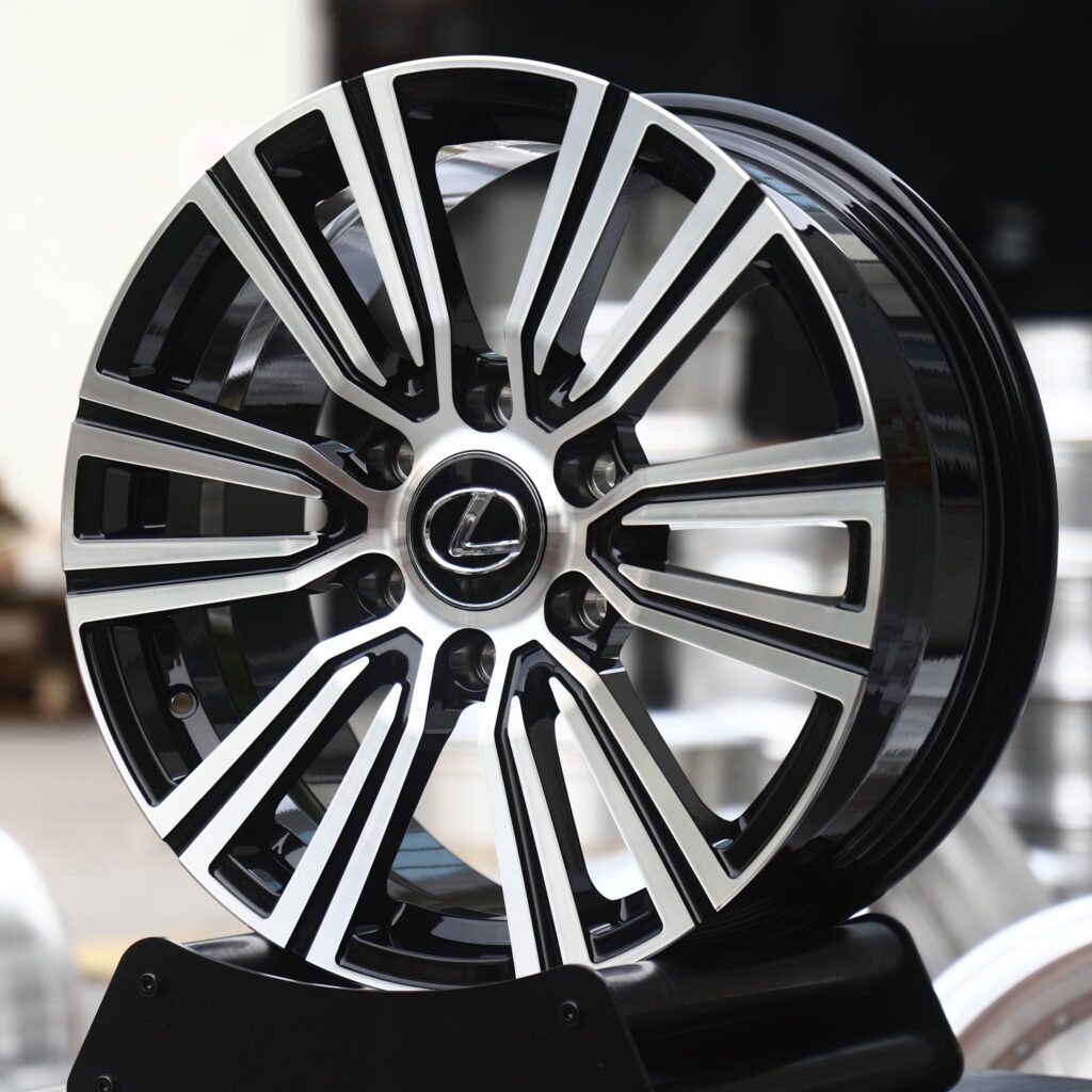 Lexus GX wheels – Gloss Black Machined Twin Multi-Spoke (Lexus OEM-Style), front view