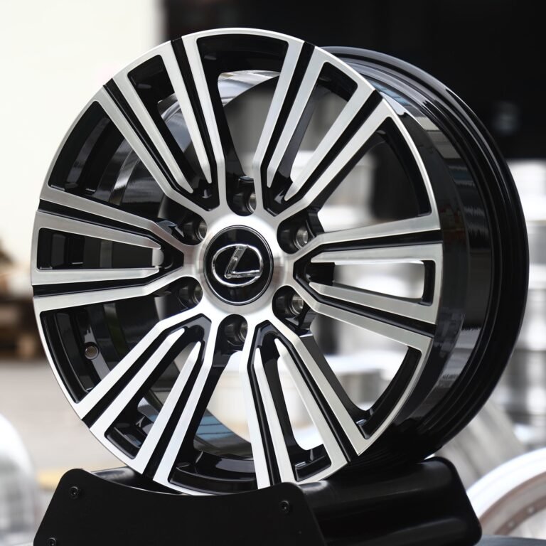 Lexus GX wheels – Gloss Black Machined Twin Multi-Spoke (Lexus OEM-Style), front view