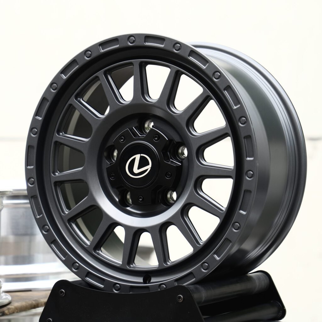 Lexus GX wheels – Gunmetal 15-Spoke (Lexus OEM-Style), front view