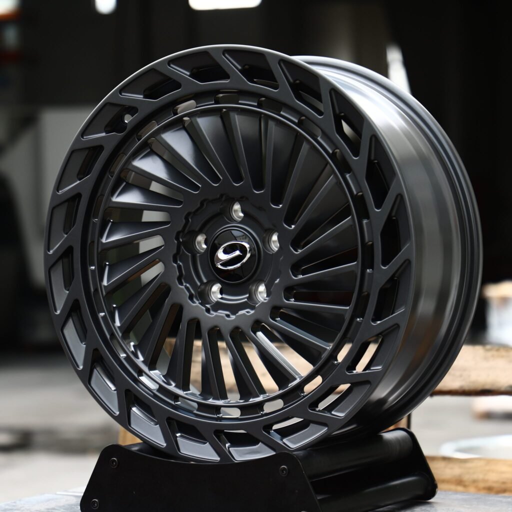 Lexus NX wheels – Satin Black Multi-Spoke Toothed Ring (Lexus OEM-Style), angled view