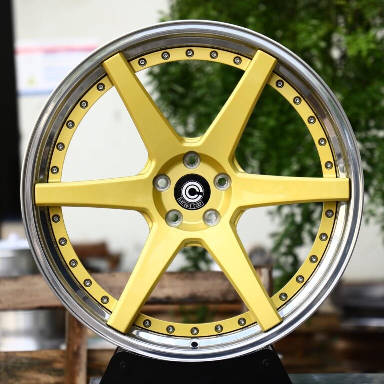 Lexus RX wheels – 2-Piece Gold 6-Spoke Riveted Polished Lip, front view