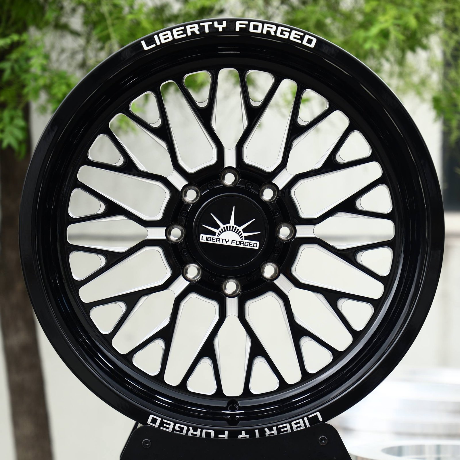 Ford Bronco wheels – Gloss Black Mesh (Liberty Forged-Style), front view