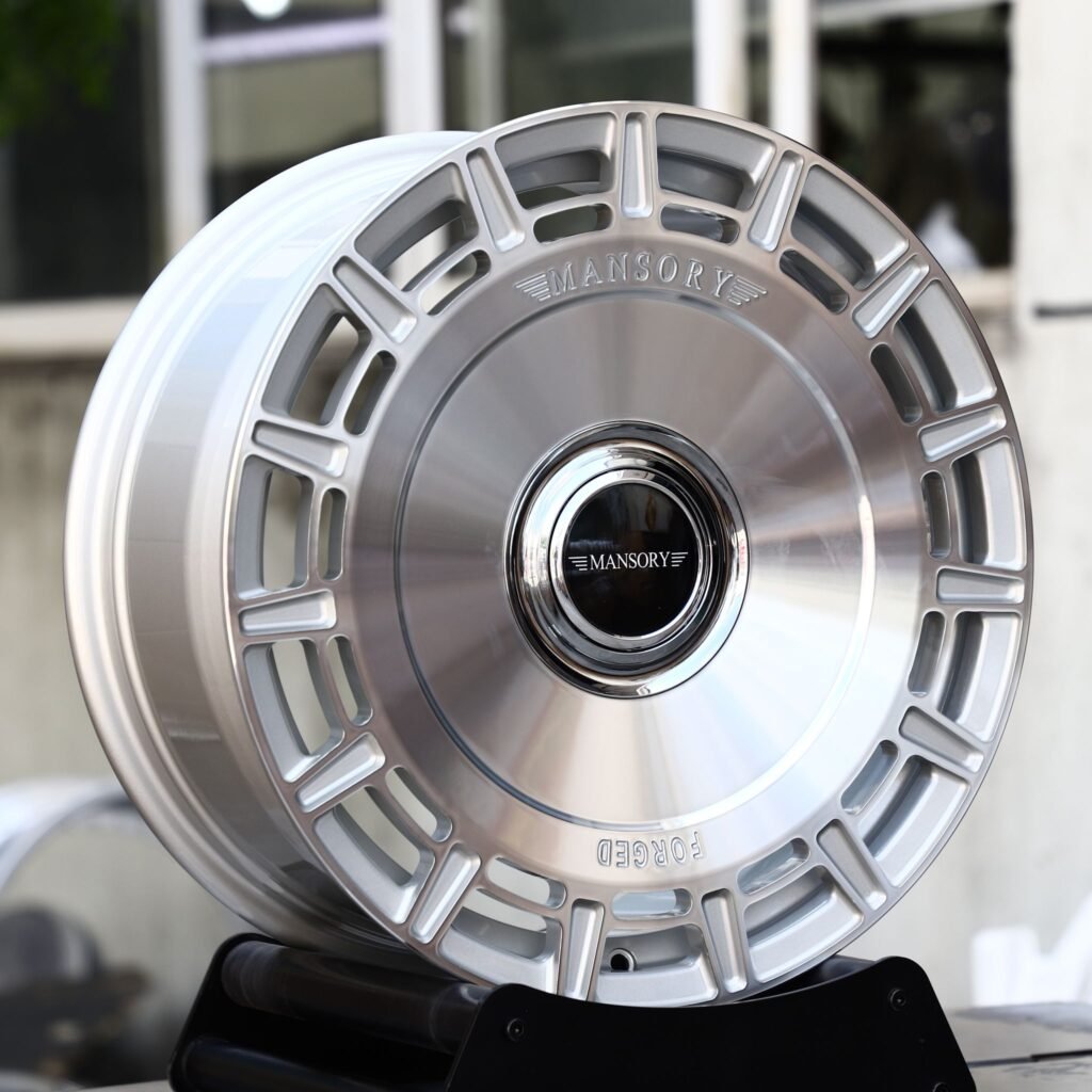Mercedes-Benz S-Class wheels – Satin Silver Slotted Turbine Disc (Mansory-Style), angled view