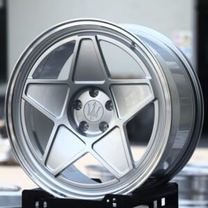 Maserati OEM-Style Bright Silver 5-Star Spoke Stepped Lip Forged Wheels – Maserati Ghibli / Quattroporte Fitment (5-Lug)