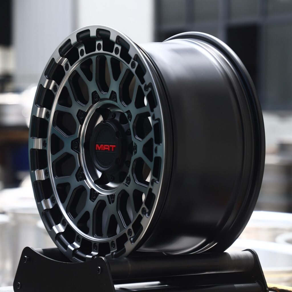 6x139.7 wheels – Black / Machined Mesh (MAT-Style), side view
