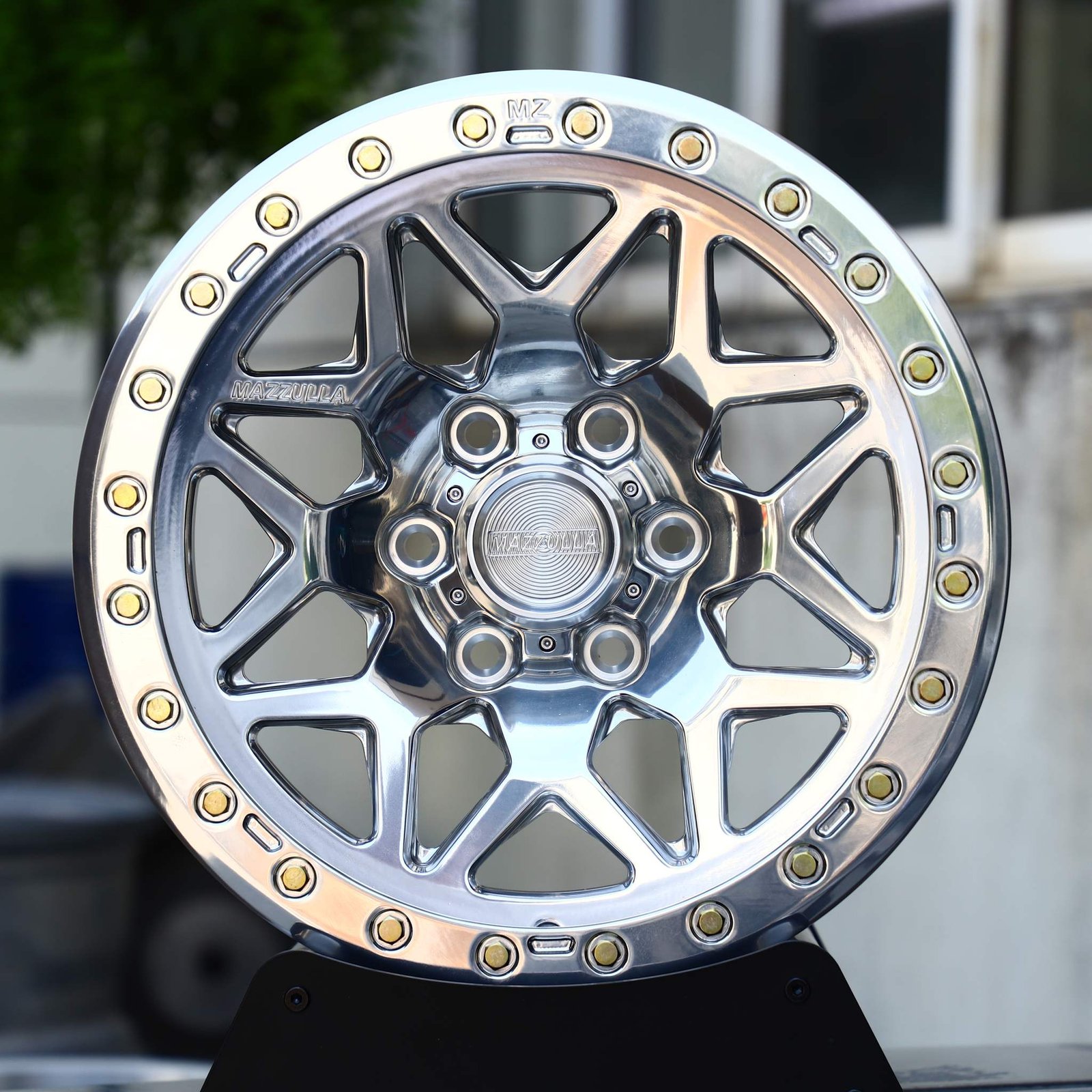 Ford F-150 wheels – Mirror Polished 10-Spoke Beadlock (Mazzulla-Style), front view