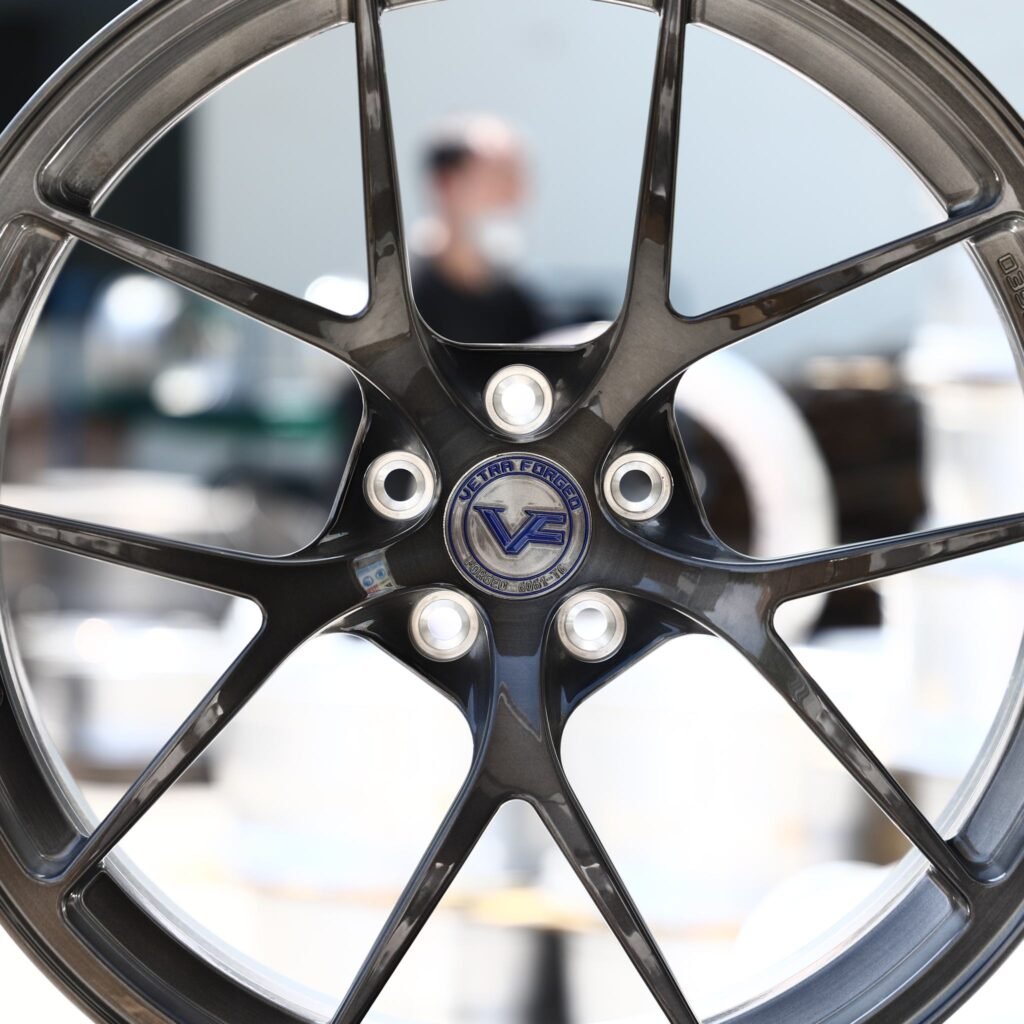 5x112 wheels – Transparent Gray Brushed 10-Spoke Concave, side view