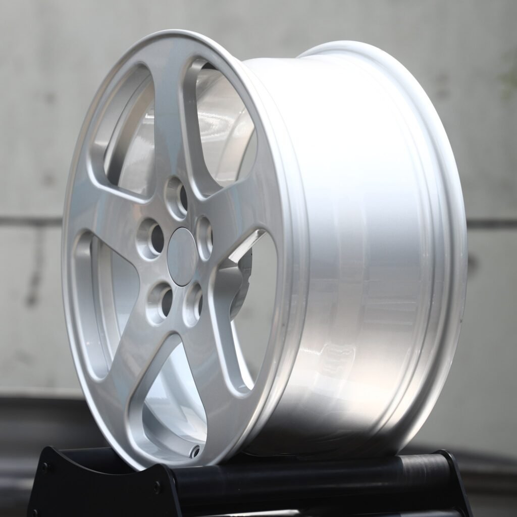5x112 wheels – Matte Silver 5-Spoke, side view