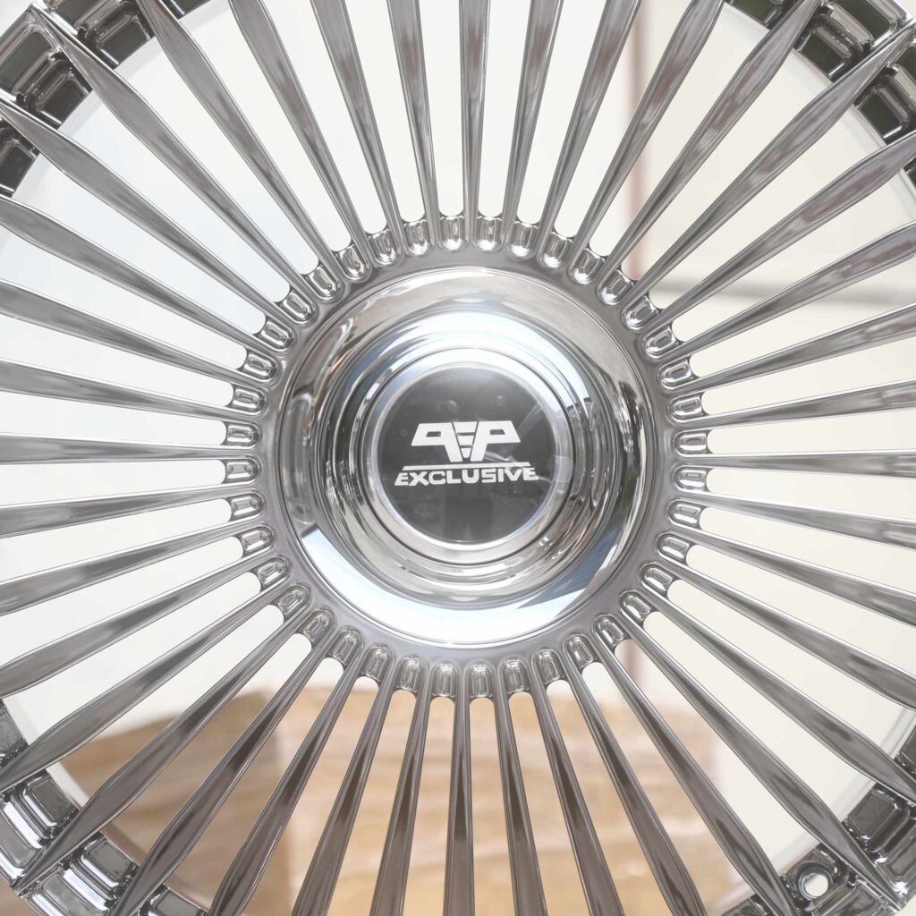 5x112 wheels – Chrome Multi-Spoke Floating Cap, side view