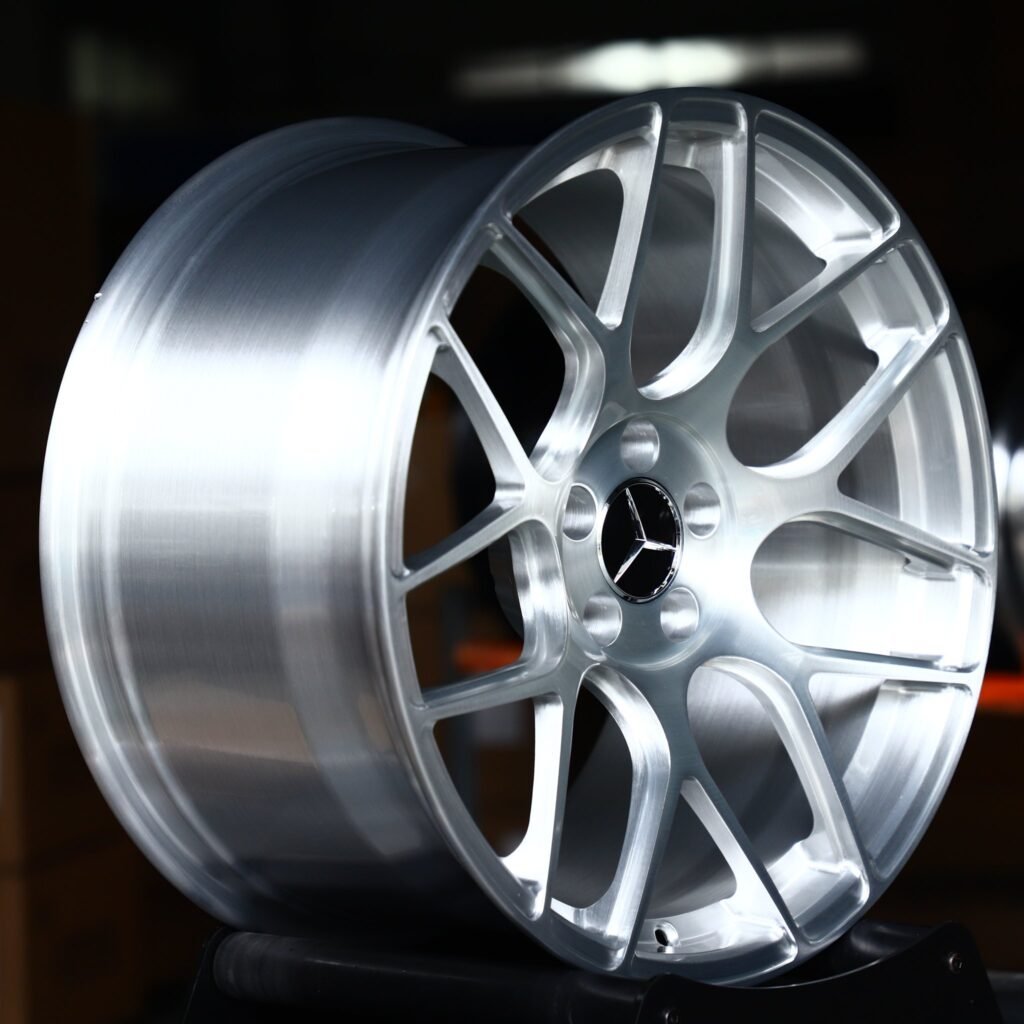 5x112 wheels – Brushed Silver Multi-Spoke (Mercedes-Benz OEM-Style), side view