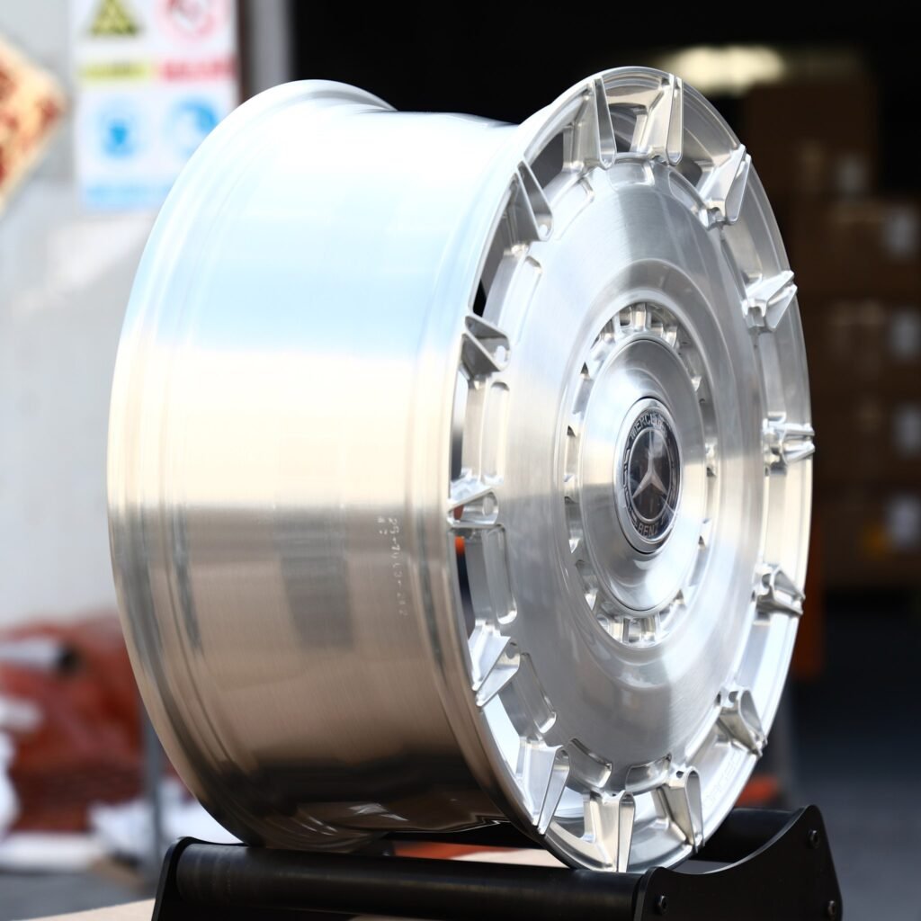 5x112 wheels – Brushed Silver Slotted Disc (Mercedes-Benz OEM-Style), side view