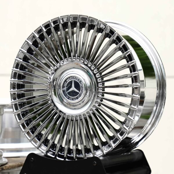Mercedes-Benz S-Class wheels – Chrome Multi-Spoke Deep Lip Floating Cap (Mercedes-Benz OEM-Style), front view
