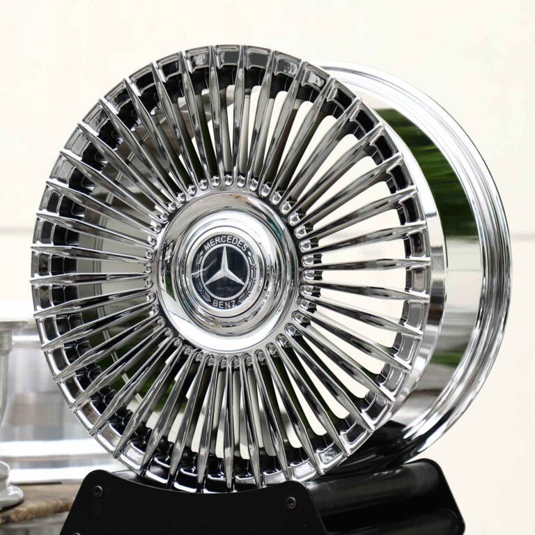 Mercedes-Benz S-Class wheels – Chrome Multi-Spoke Deep Lip Floating Cap (Mercedes-Benz OEM-Style), front view