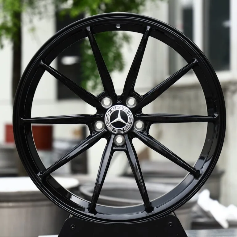 Mercedes-Benz OEM-Style Gloss Black 10-Spoke Forged Wheels – Mercedes-Benz E-Class W213 / C-Class W206, front view