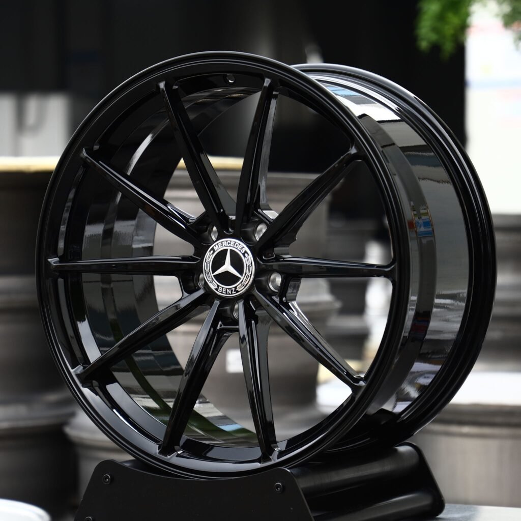 Mercedes-Benz C-Class W206 wheels – Gloss Black 10-Spoke (Mercedes-Benz OEM-Style), angled view