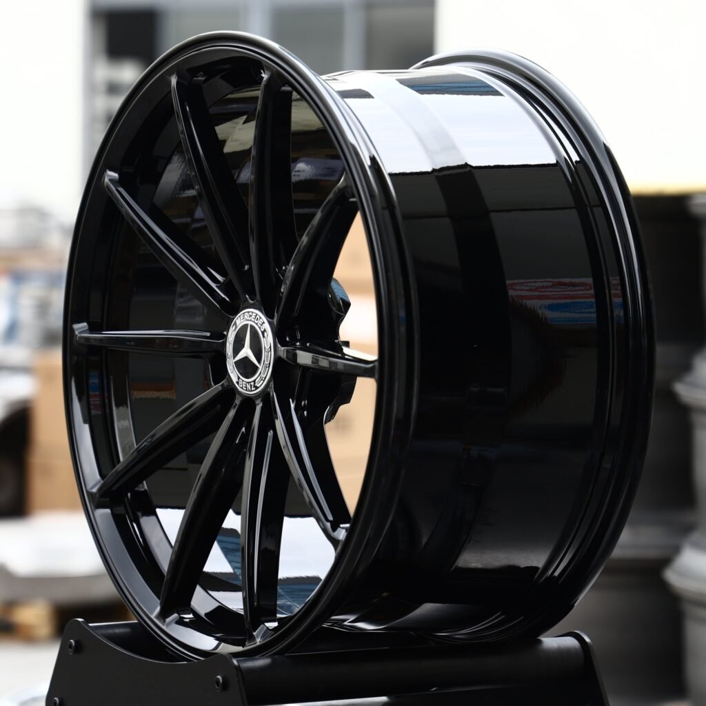 5x112 wheels – Gloss Black 10-Spoke (Mercedes-Benz OEM-Style), side view