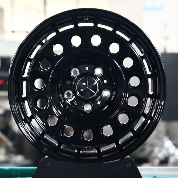 Mercedes G-Class wheels – Gloss Black Hole Disc Windowed Ring (Mercedes-Benz OEM-Style), front view